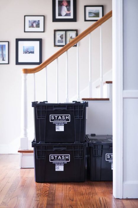 stash boxes in entryway